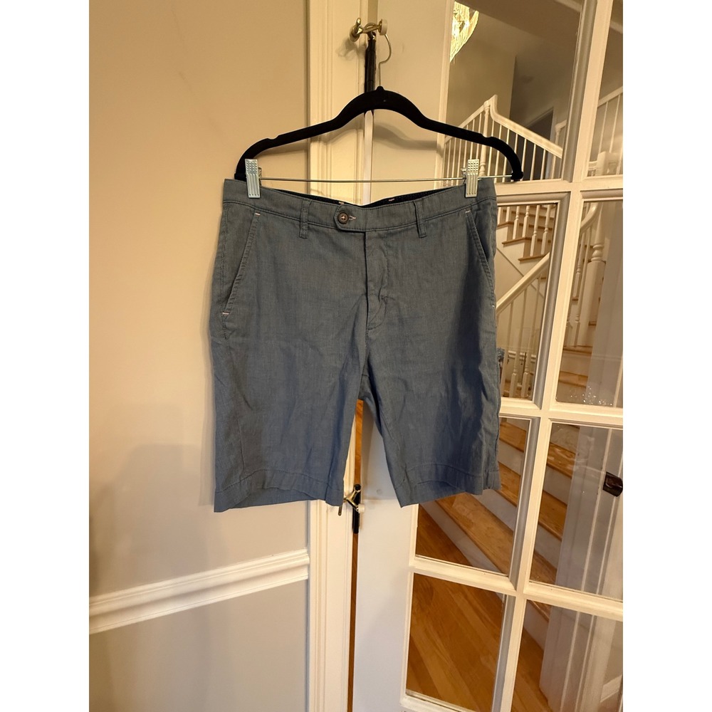 Ted Baker London Mens 31R Light Blue Textured Chino Shorts Flat Front Tailored